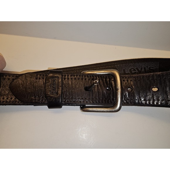 Levi's Leather Belt Black Sizec30/32 - Picture 2 of 7